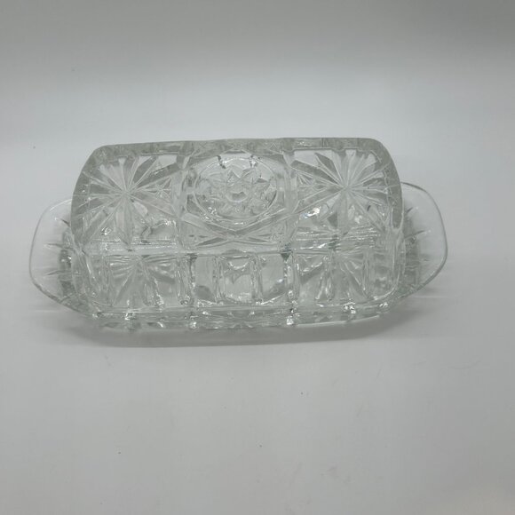 Vintage Anchor Hocking Glass Butter Dish EAPC Star Of David - Picture 3 of 12